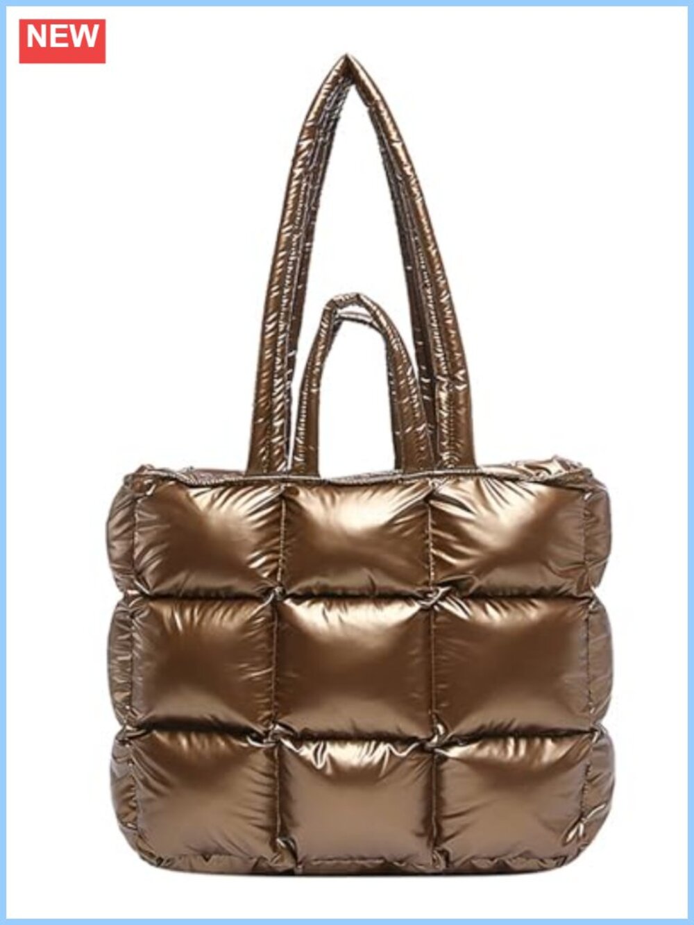 Quilted Puffer Tote Bag Nylon Large Shoulder Bag for Work Travel